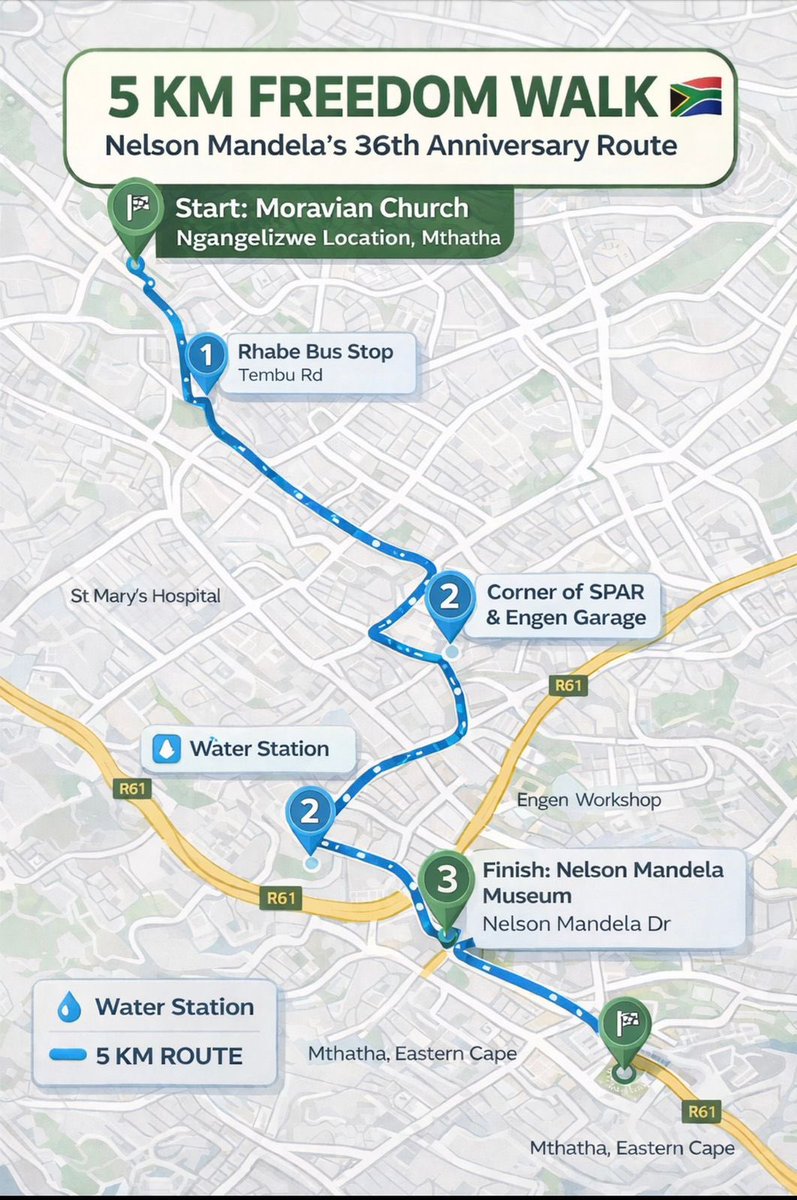 MandelaMuseum's tweet photo. Let’s walk together. Let’s move together. Let’s celebrate freedom through dialogue.
#FreedomWalk
#36YearsOfFreedom
#NelsonMandela
#TogethernessUnityWellness
#HisLegacyLivesOn https://t.co/dTHOSBrvds