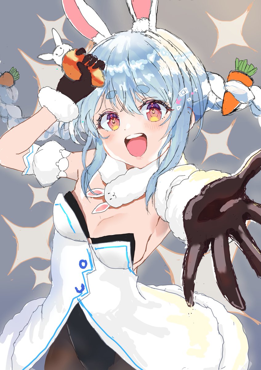 ツインテールの日ということで、三つ編みツインテールのぺこらちゃん描きました　#ツインテールの日 #兎田ぺこら