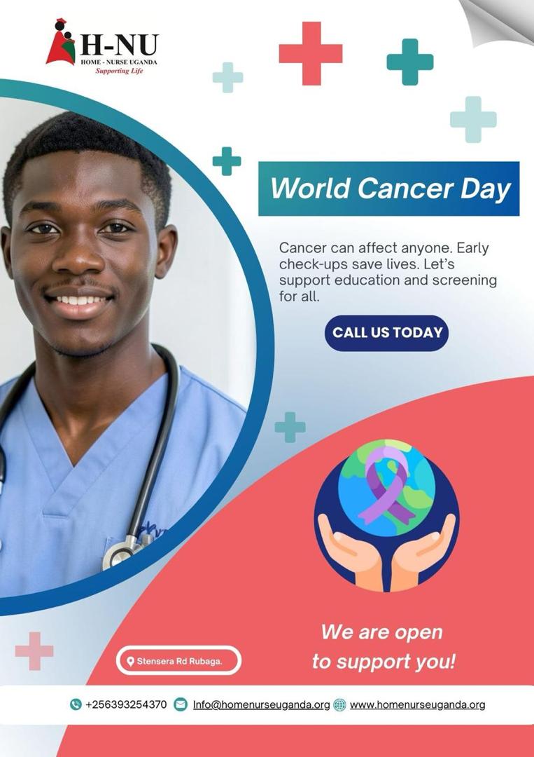 homenurseuganda's tweet photo. Cancer can affect anyone. Early check-ups save lives. Let’s support education and screening for all. #homenurseuganda #worldcancerday #healthcareuganda, #NursingCareerreug, #ugandahealth #nurselifeug #patientcareuganda #ugandahealthservices #nursingschoolproblems #healthworker https://t.co/hGABJb386j