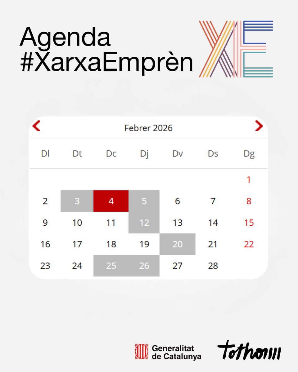 emprencat's tweet photo. 📣Coneixes l'agenda de la #XarxaEmprèn?

🔍 Hi trobaràs totes les activitats que t'ofereixen les entitats que en formen part!

👉https://t.co/V1pJ3Rl4bU 

#Emprenedoria #ProgramaPrimer #DonaEmprèn https://t.co/qjcJi8MkRr