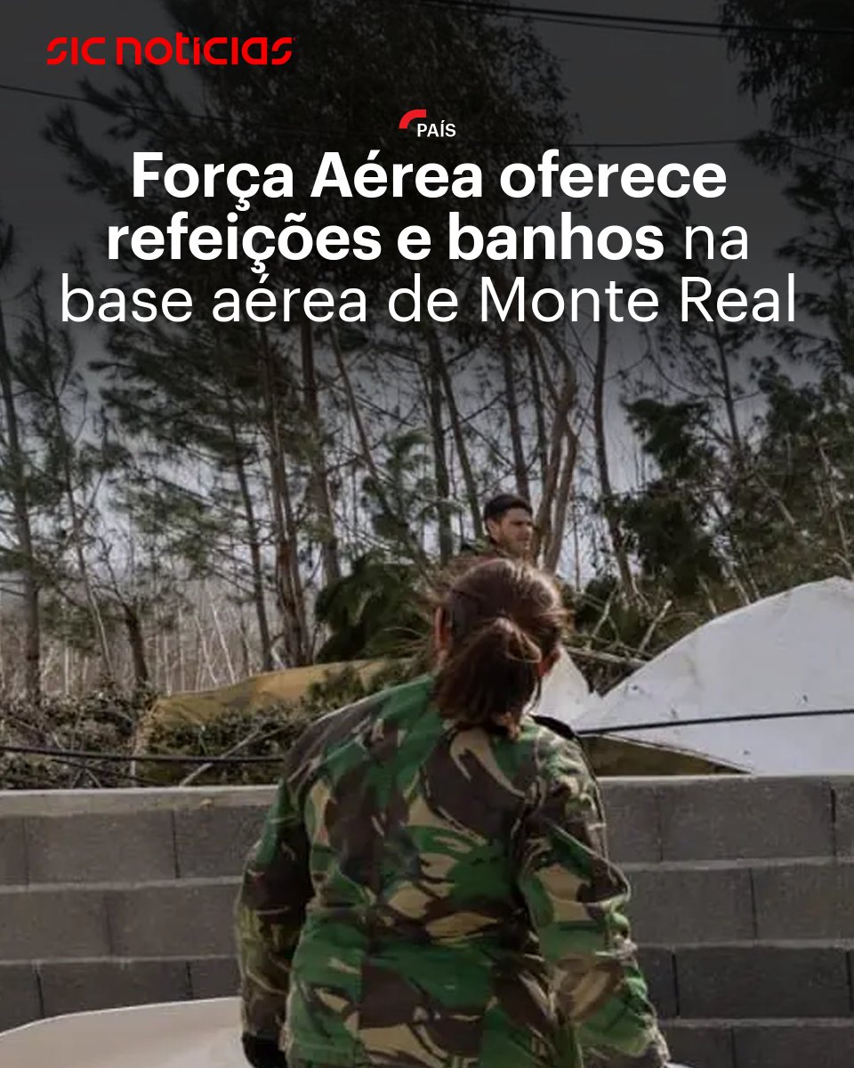 SICNoticias's tweet photo. A Força Aérea está a distribuir refeições e disponibilizar banhos quentes e carregamento de telemóveis na Base Aérea N.º 5, em Monte Real, Leiria.
Saiba mais aqui: https://t.co/mCEyeXpYyy
#voluntarios #leiria #forcaaerea #montereal #tempestade #meteorologia #portugal #depressaokristin #news #sicnoticias