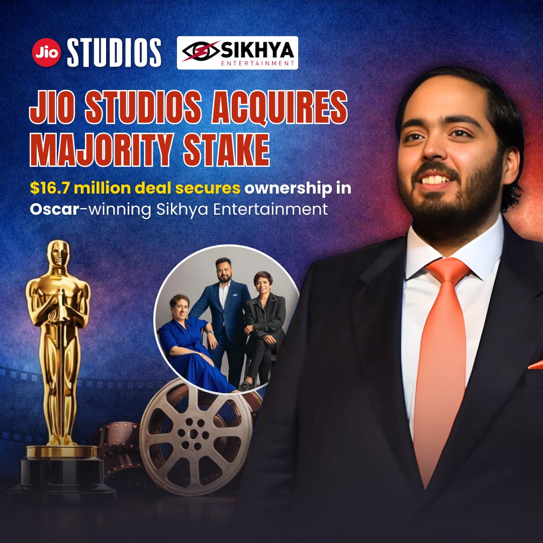 Jio Studios ने $16.7 मिलियन की डील के साथ ऑस्कर विजेता Sikhiya Entertainment में बहुमत हिस्सेदारी हासिल की! यह कदम भारतीय फिल्म उद्योग में नए युग की शुरुआत का प्रतीक है।

#JioStudios #SikhyaEntertainment #OscarWinning #EntertainmentIndustry #BusinessGrowth