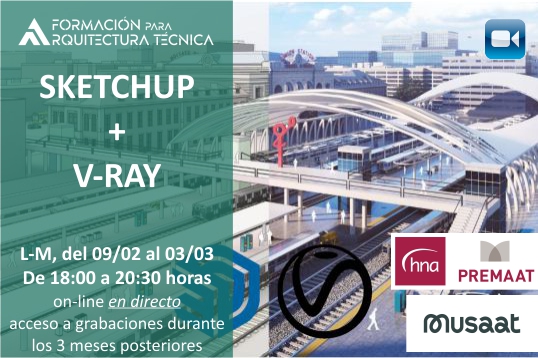 COATNavarra's tweet photo. CURSO: SKETCHUP+VRAY Diferénciate y potencia el impacto visual de tus proyectos modelando y renderizando con el software SketchUp/V-Ray. Grabaciones disponibles 3 meses. https://t.co/3OFl6qK5PU https://t.co/f3OueLXg3O