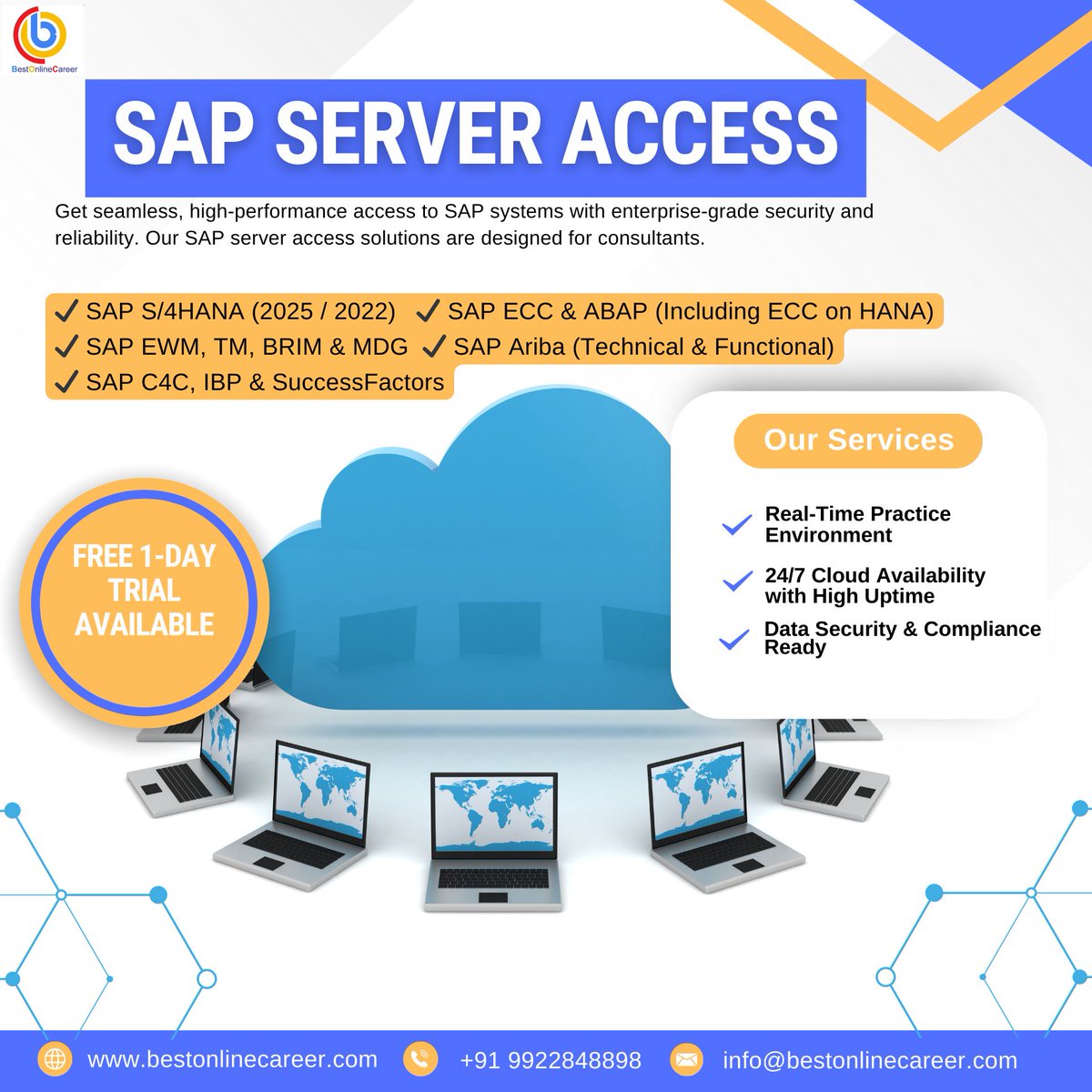 ☁️ Need Reliable &amp; Secure SAP Server Access for Practice or Projects?

📝 Registration Link: forms.gle/HdTtGCQJrAmdcR…

🌐 bestonlinecareer.com
📞 +91 9922848898
✉️ info@bestonlinecareer.com
#SAPServerAccess #LiveSAP #SAPS4HANA #SAPECC #SAPABAP #SAPAriba #SAPEWM #SAPTM #SAPBRIM