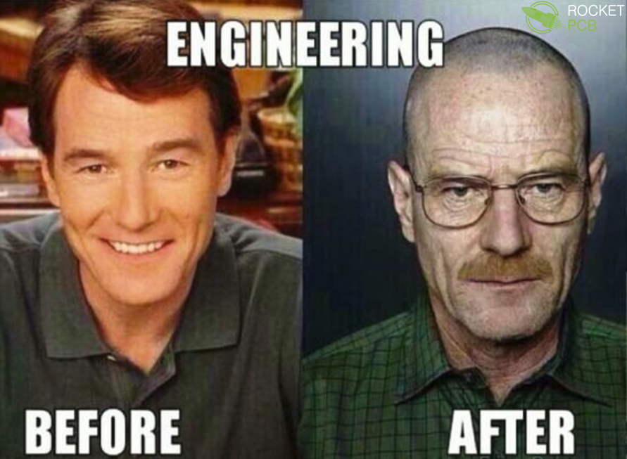 RocketPcb's tweet photo. Engineering: Before vs After 😂 https://t.co/mc6xLlFd8v