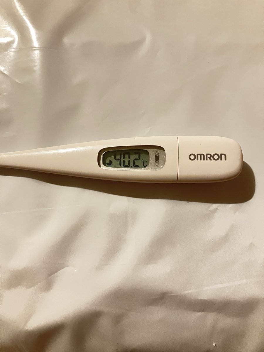 TOKUTAMA777's tweet photo. ついに人生初、大台に乗った記念に…🤒🌡️
39度と40度の感覚、若干違う気がする…
自分がお湯になった気がします♨️

明日からは、下がって行く予定です（多分）

体温計は42度まで測れて、それ以上はHになるみたいですね。 https://t.co/18QXYzaJDW