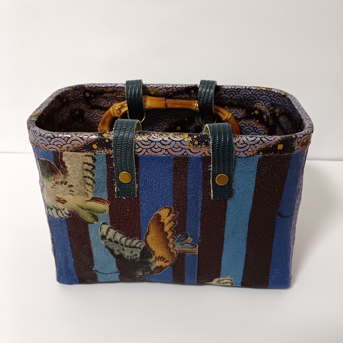 一閑張りバック 縮緬や正絹古布を使った世界にひとつの一閑張りバック