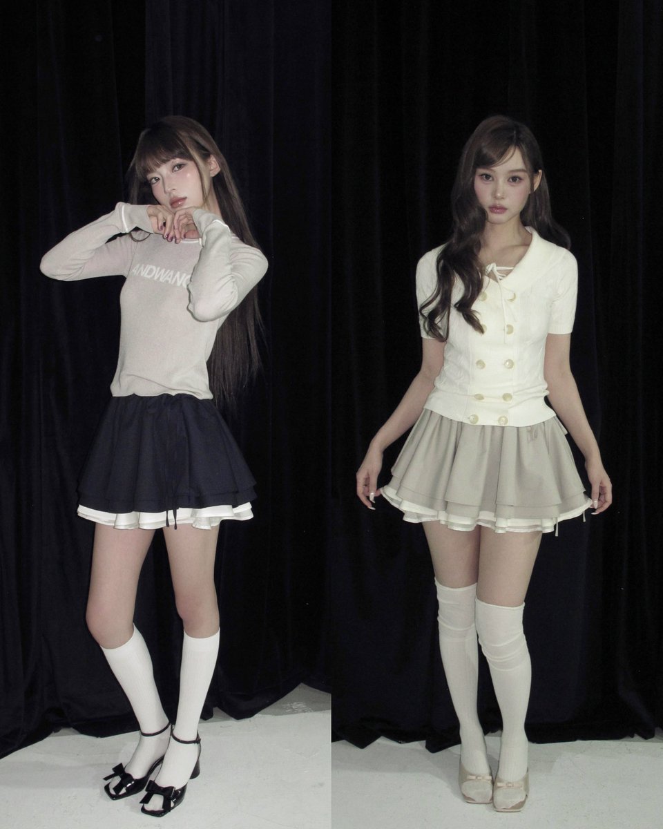 ANDWANG 26SS🎀 newitems】 04. Sculpted Ribbon Flare Skirt (check