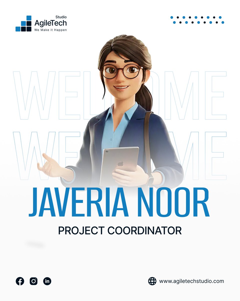 agiletechstudio's tweet photo. ✨ Welcoming Our New Star! ✨
We are thrilled to introduce Javeria Noor as our new Project Coordinator at AgileTech Studio! 🌟
Excited to have you on board and looking forward to achieving great milestones together! 🚀

#Welcome #NewTeamMember #AgileTechStudio #ProjectCoordinator https://t.co/gpqbqZe4OI