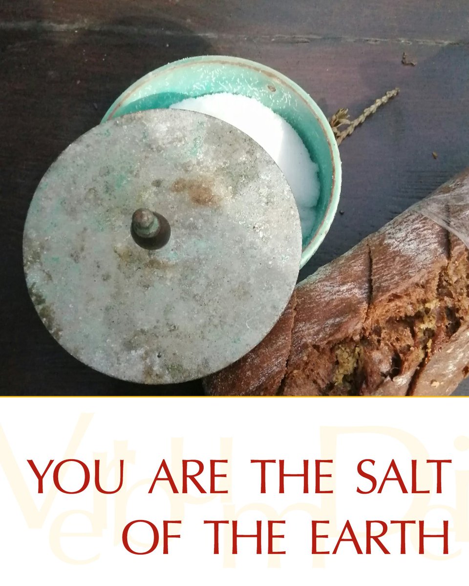 VaticanNews's tweet photo. Gospel of the Day (Matthew 5,13-16)

Jesus said to his disciples: "You are the salt of the earth. But if salt loses its taste, with what can it be seasoned? It is no longer good for anything but to be thrown out and trampled underfoot.
You are the light of the world. A city set on a mountain cannot be hidden.
Nor do they light a lamp and then put it under a bushel basket; it is set on a lampstand, where it gives light to all in the house.
Just so, your light must shine before others, that they may see your good deeds and glorify your heavenly Father."

https://t.co/RcKNfWQRe3