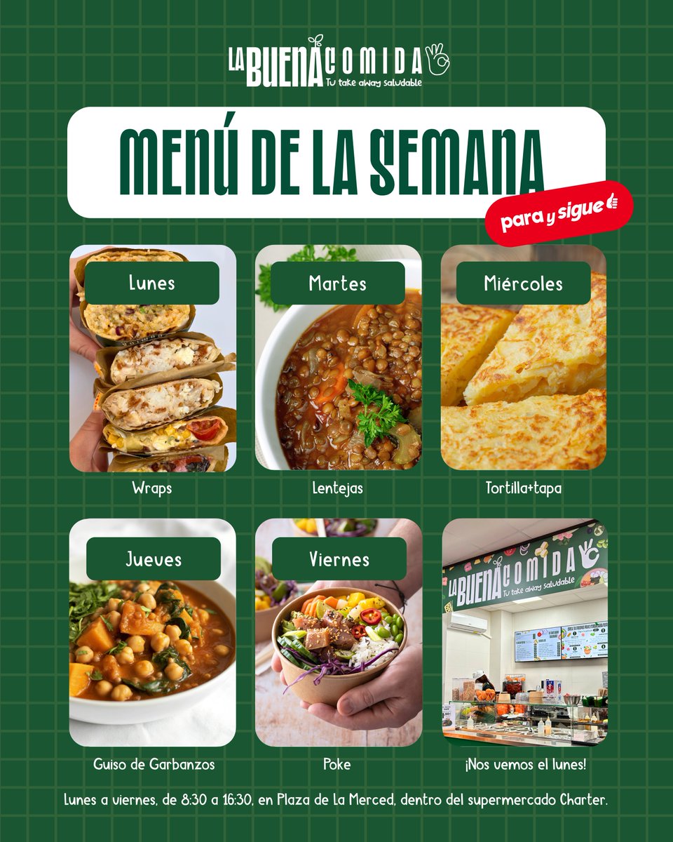 Clases, trabajo, recados… y la eterna pregunta: ¿qué como hoy? 😅

En La Buena Comida lo tienes fácil: platos listos para llevar, comer bien y seguir con tu día sin perder tiempo.

📍C/ Jacobo de las Leyes, 1 (Plaza de La Merced)

#comida #comidaparallevar #comermurcia