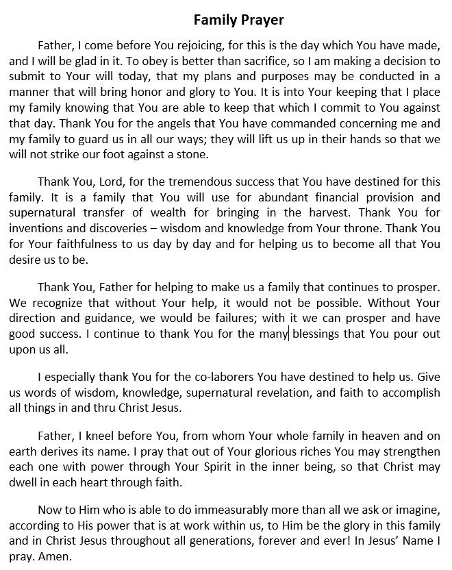 JimForJesus's tweet image. Father God, we are THANKFUL for our FAMILIES. We pray for the salvation of every family member - call the prodigals home!  We pray secure our families. We decree that they are off-limits to all attacks - no evil will befall them, no plague will come near them (Psalm 91:9-10).