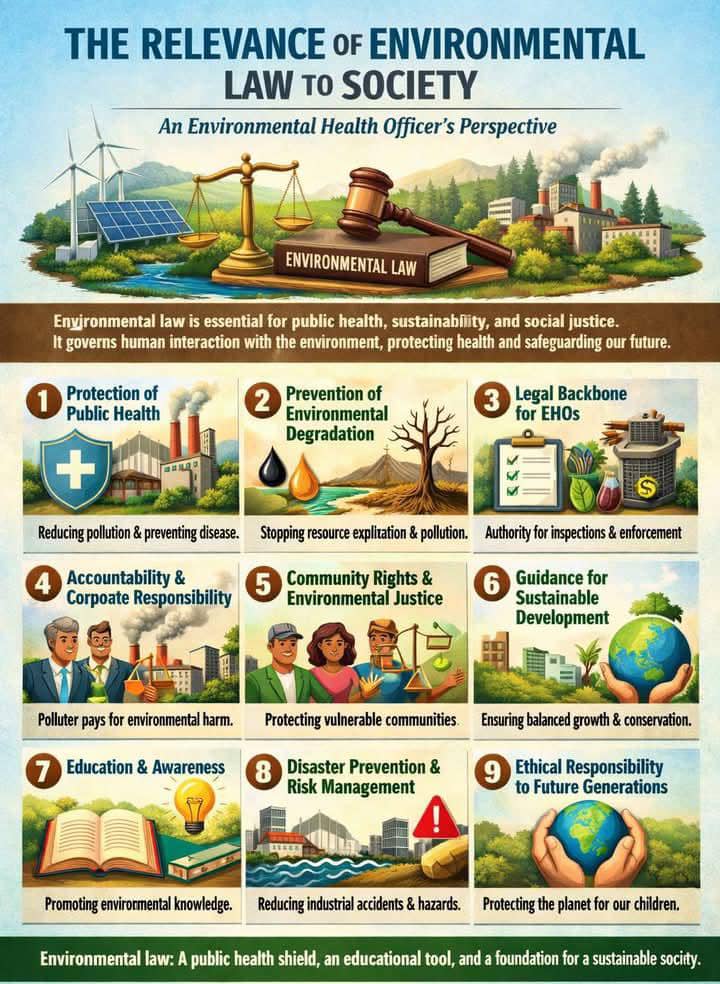 Healtheworldeco's tweet photo. Environmental law protects public health, nature, and sustainability. For EHOs, it enables sanitation enforcement, pollution control, and disease prevention—supporting accountability, environmental justice, and safer communities now and in the future.
#EnvironmentalLaw #EHO https://t.co/f90Z5ArpTf