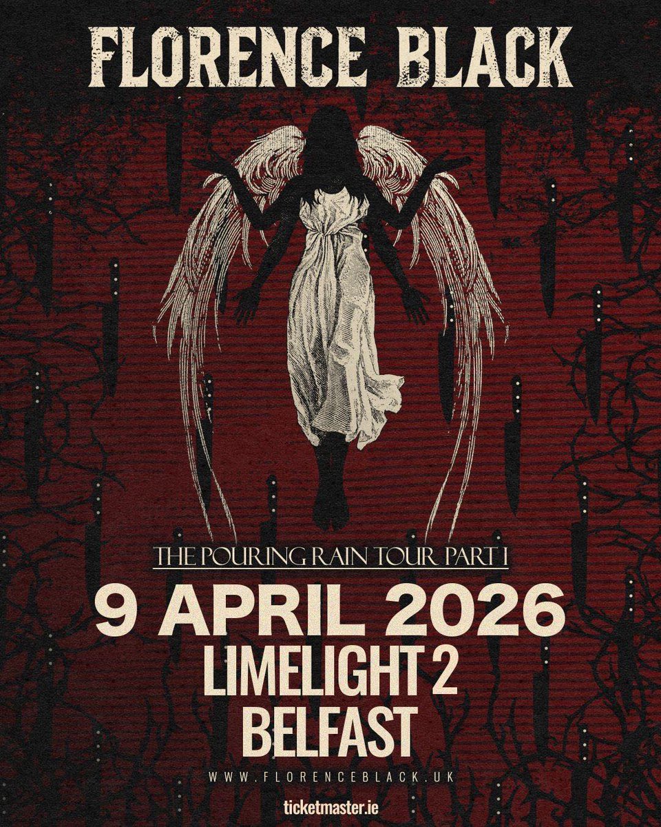 LimelightNI's tweet photo. As part of their "The Pouring Rain Tour Part 1" @florenceblackUK have announced a headline show at The Limelight 2 on Thursday 9th April! 🪽

Tickets on sale this Friday 10am from Ticketmaster. https://t.co/AUuo8CWpi8