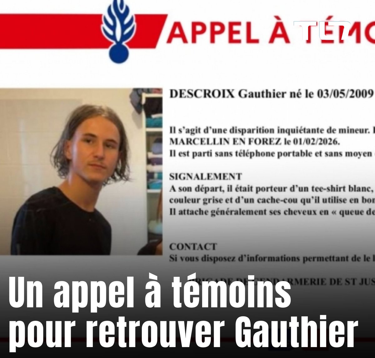 🚨 La gendarmerie recherche un adolescent introuvable depuis plusieurs jours. tl7.fr/actualites-loi…