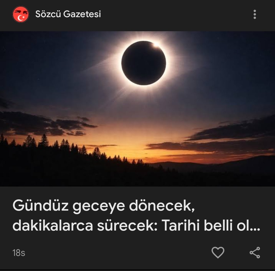 Gündüz geceye dönmeyecek, Türkiye'de parçalı tutulma olacak. Ama İspanya'daysanız evet. Tarih zaten belli, tutulmalar son anda olmaz. 

Acaba bugün ne saçmalayacaklar denilen her gün çıta yükseliyor. Tan gazetesiyle aynı çizgiye gelmek bu yayının sahibini üzmüyor mu acaba?