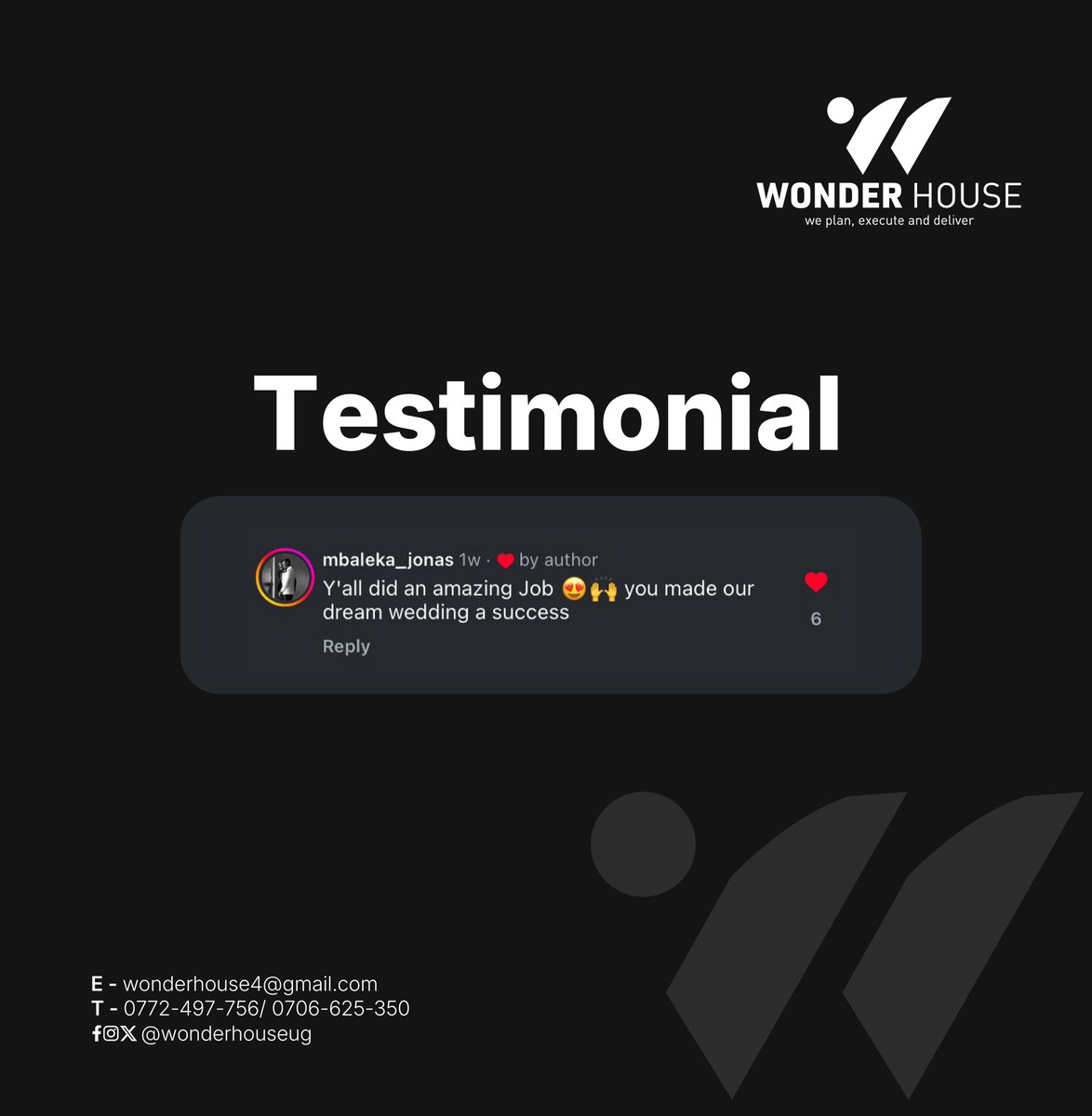 wonderhouseug's tweet image. 🌟Customer Satisfaction at its finest!💯

It’s always an honor turning dreams into WONDERful experiences🤍

Thank you for patronizing WONDER HOUSE!🙏🏽

#WonderHouse #customersatisfaction #exceedingexpectations #testimonial