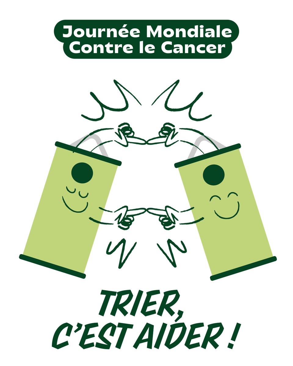 En cette journée mondiale contre le cancer, nous te rappelons que trier le verre, c’est permettre au SITTOMAT de faire un don à La Ligue Contre le Cancer. 💚

Alors toi aussi, trie le verre dans la colonne à opercule vert.

⚠ Pas de vaisselle cassée, ni de miroirs brisés..