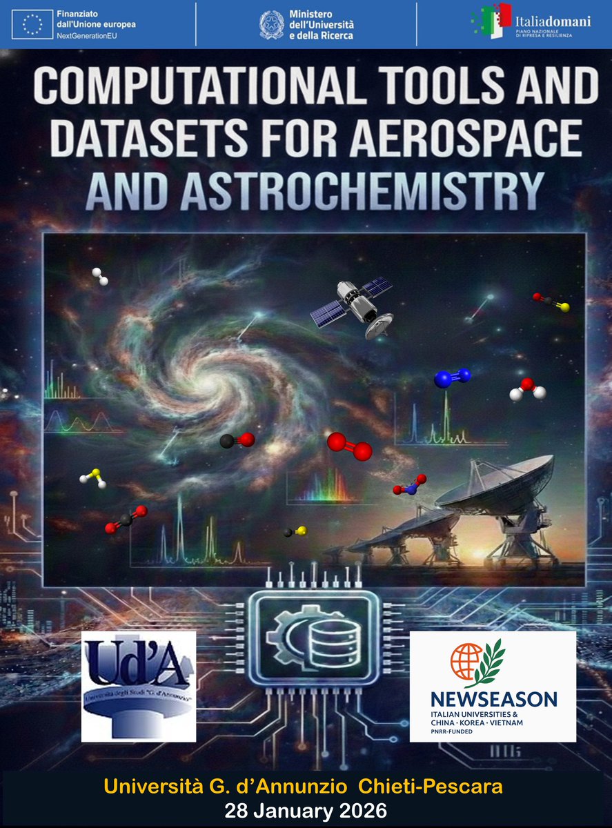 iff_csic's tweet photo. La semana pasada se celebró en Chieti el mini-simposium Computational Tools and Datasets for Aerospace and Astrochemistry al que acudieron compañeros del Departamento PAMS gracias al proyecto iLINK25040 @CSIC #VRI https://t.co/rG4kRyII03