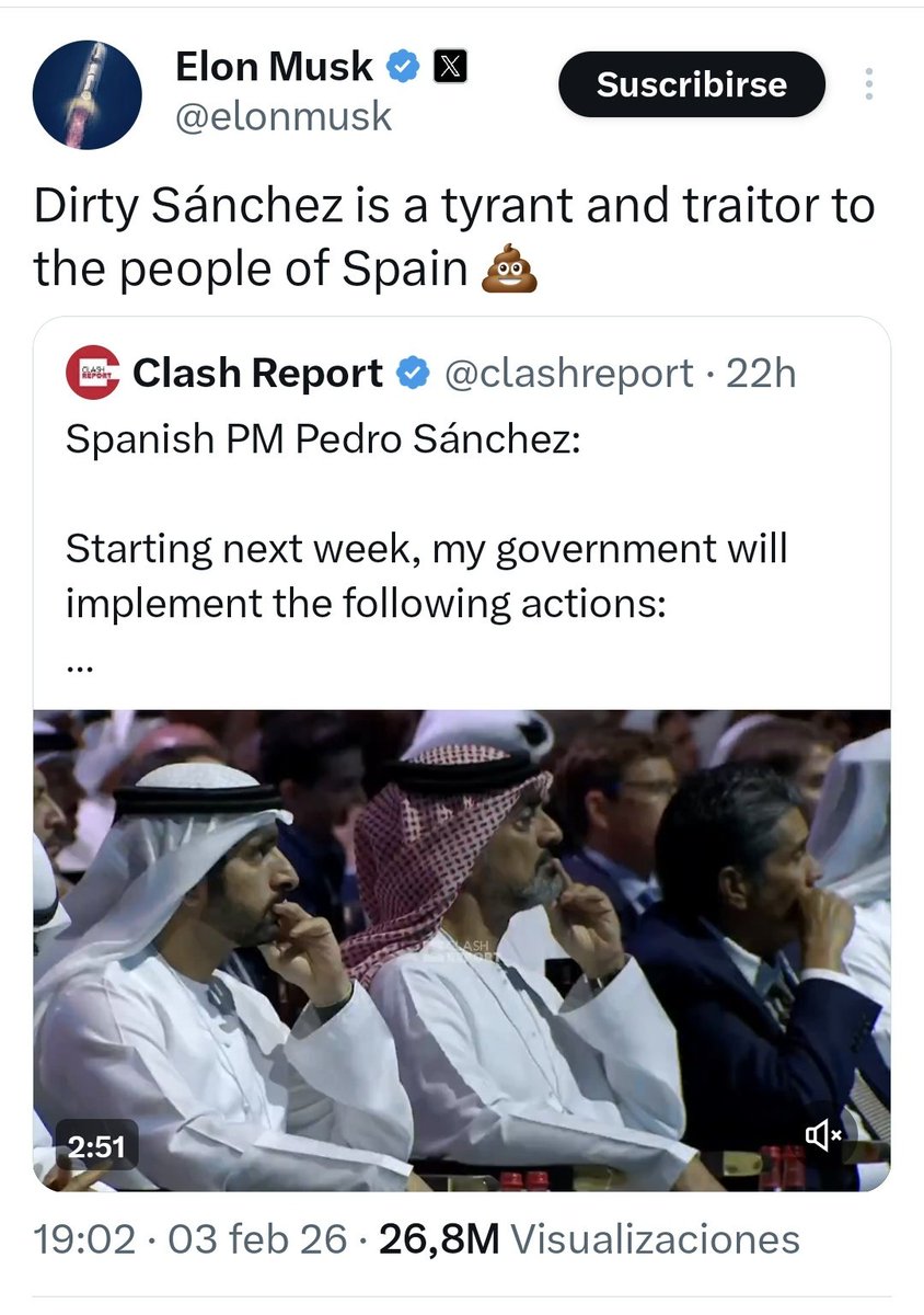 Cuando el mundo empieza a señalarte, ya no es “polarización”.
Es que tu gobierno huele mal desde fuera.
Bien dicho, Elon Musk.
#DirtySanchez
