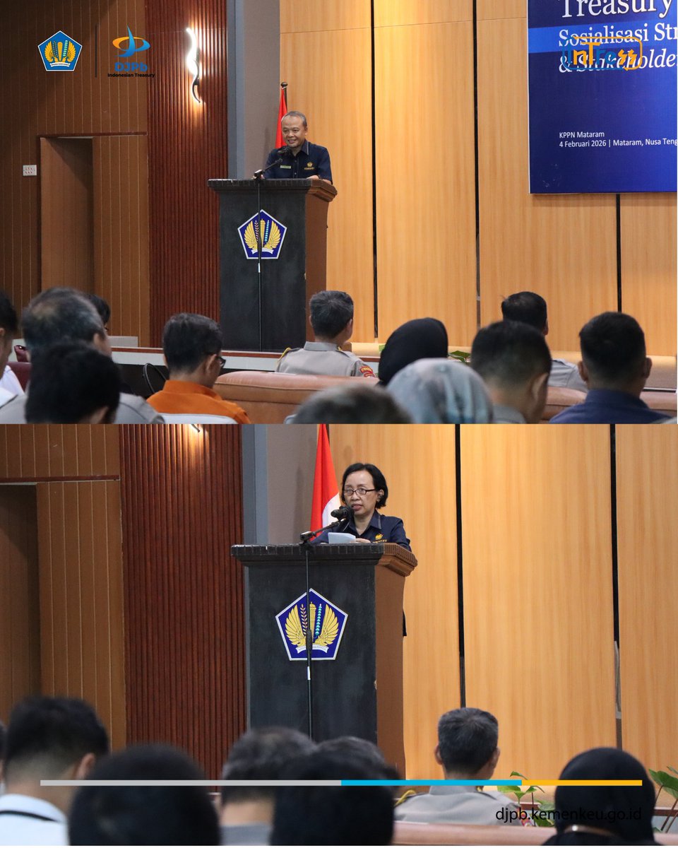 kppn_mataram's tweet photo. Treasury Award, Sosialisasi Strategi Pelaksanaan Anggaran, dan Stakeholders Day 2026  KPPN Mataram telah menyelenggarakan kegiatan Pemberian Penghargaan atas Kinerja Pelaksanaan Anggaran Tahun Anggaran 2025 pada Rabu, 4 Februari 2026, bertempat di Aula Mandalika KPPN Mataram. https://t.co/J5umdCXlul