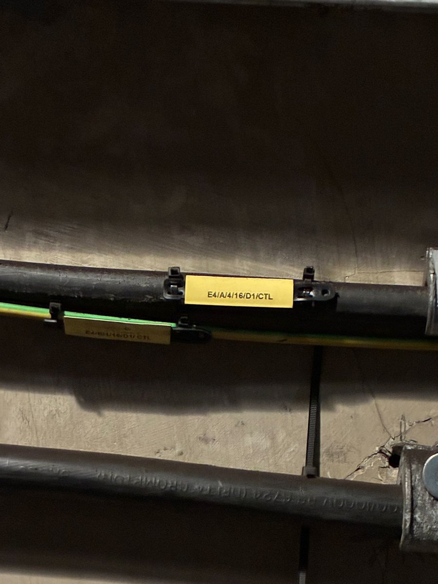 DomMichaelson's tweet photo. In tunnels, LSZH is often specified. But a heatshrink marker slid onto a PVC carrier isn’t LSZH end-to-end. That’s a box tick, not a spec. Cable labels should be chosen as a system: sleeve, carrier, fixings, print. https://t.co/L5y9ehjHEL
