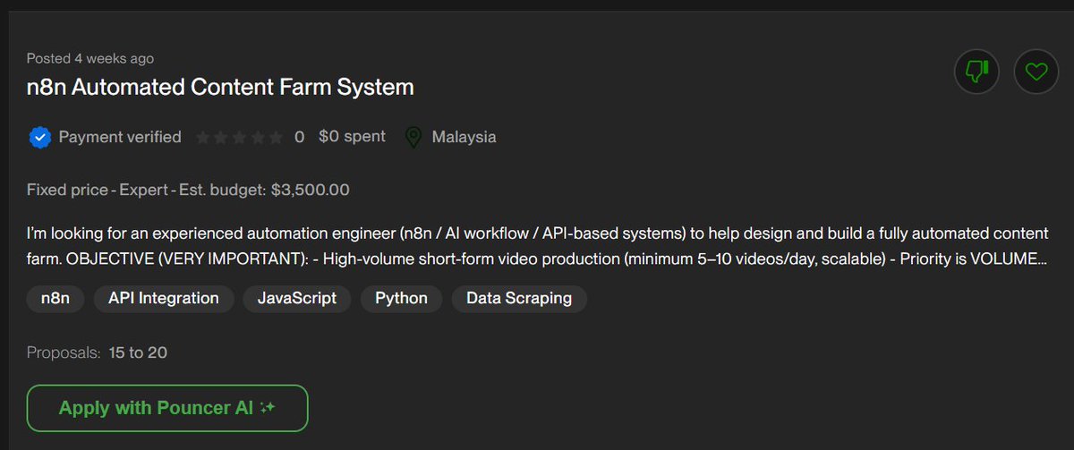 Nextgenauto_ai's tweet photo. Imagine finishing your training and being qualified for jobs like this 👇
• AI agents
• Data scraping
• Business intelligence
• Automation workflows
and much more 
This Upwork post is a perfect example of what n8n skills unlock.
At NextGen Automation Academy, we focus on market-ready skills, not theory.
By the end, students can showcase real projects and apply across global marketplaces.
📢 Cohort 3.0 will start April 25th
Join the free waitlist 👇
 https://t.co/QaZC99sVhO

Our facilitators @maryamadetokunb @Asoft001 @ClickUpWithAda @Wealth66436826 are the most befitting training for training.
