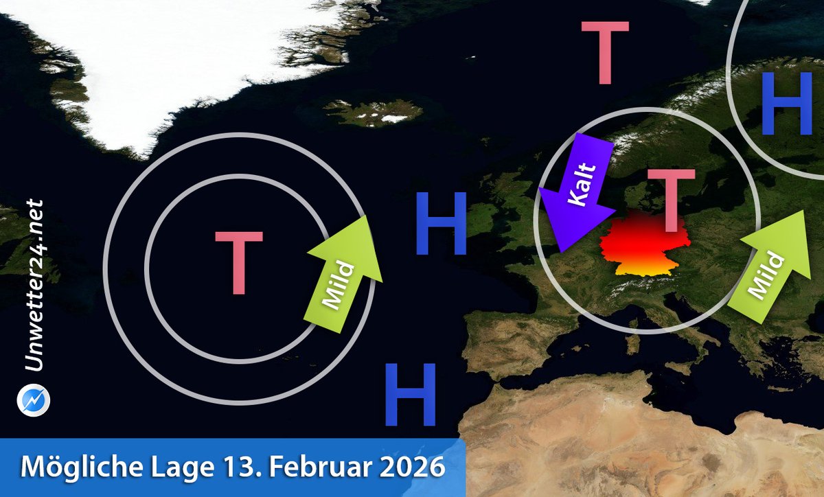 💧 Wochenende milder, aber neuer Kaltlufteinbruch in Sicht! ❄️

Nach einigen milderen Tagen erwartet uns voraussichtlich Mitte nächster Woche ein neuer Kaltlufteinbruch mit Schnee und Frost.

Mehr dazu: unwetter24.net/2026/02/04/woc…

#Schnee #Neuschnee #Frost #Tauwetter #Wetter