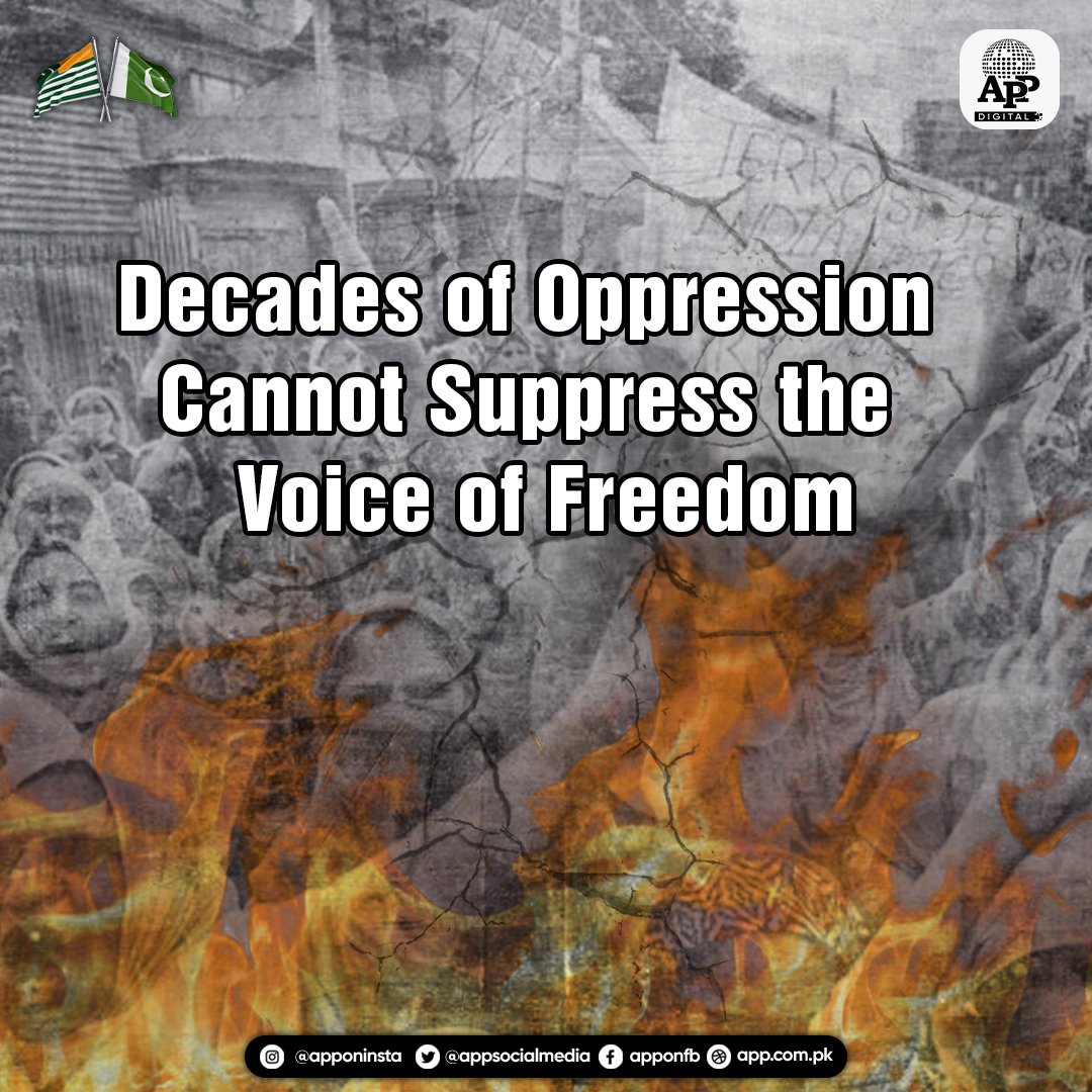 appcsocialmedia's tweet photo. Decades of Oppression Cannot Suppress the Voice of Freedom
#KashmirSolidarity #KashmirSolidarityDay #5February #StandWithKashmir #FreeKashmir #KashmirRights #KashmirIssue #KashmirFreedom #SupportKashmir #FreedomForKashmir #IIOJKunderSeige #Kahmir #KahmiriLivesMatter https://t.co/m1Uhp2bB4A