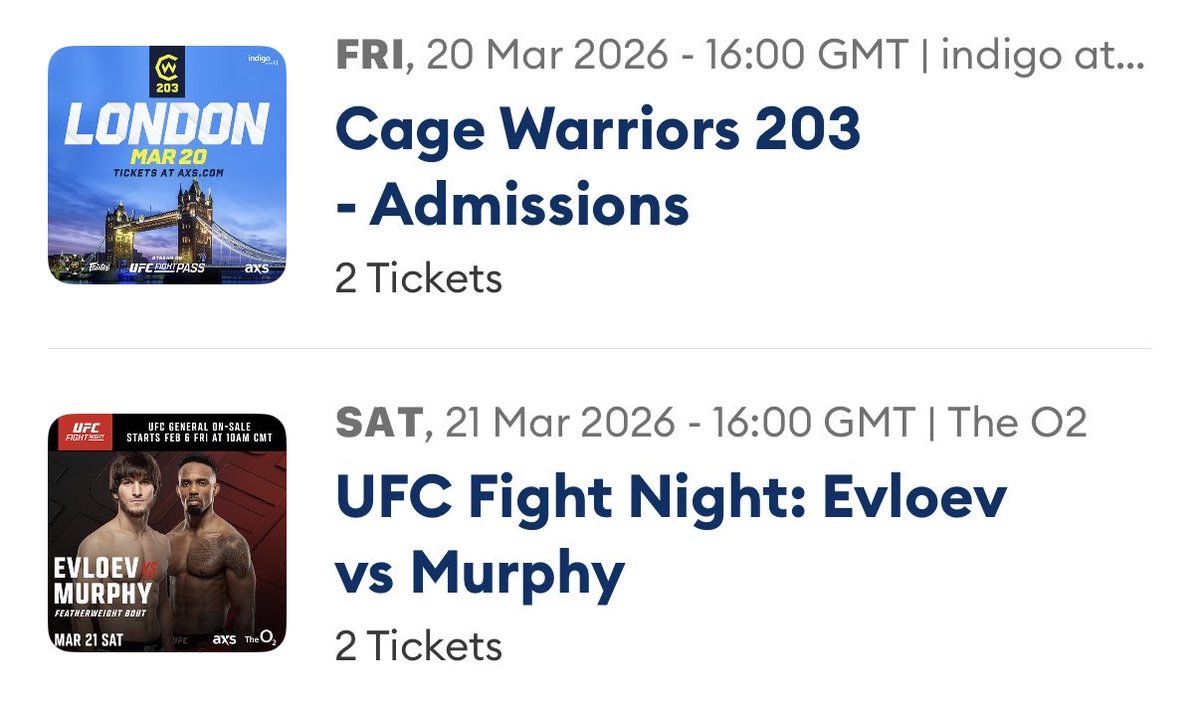 UFC London tickets secured! Don’t think I’ve ever been so excited for a weekend…🤩