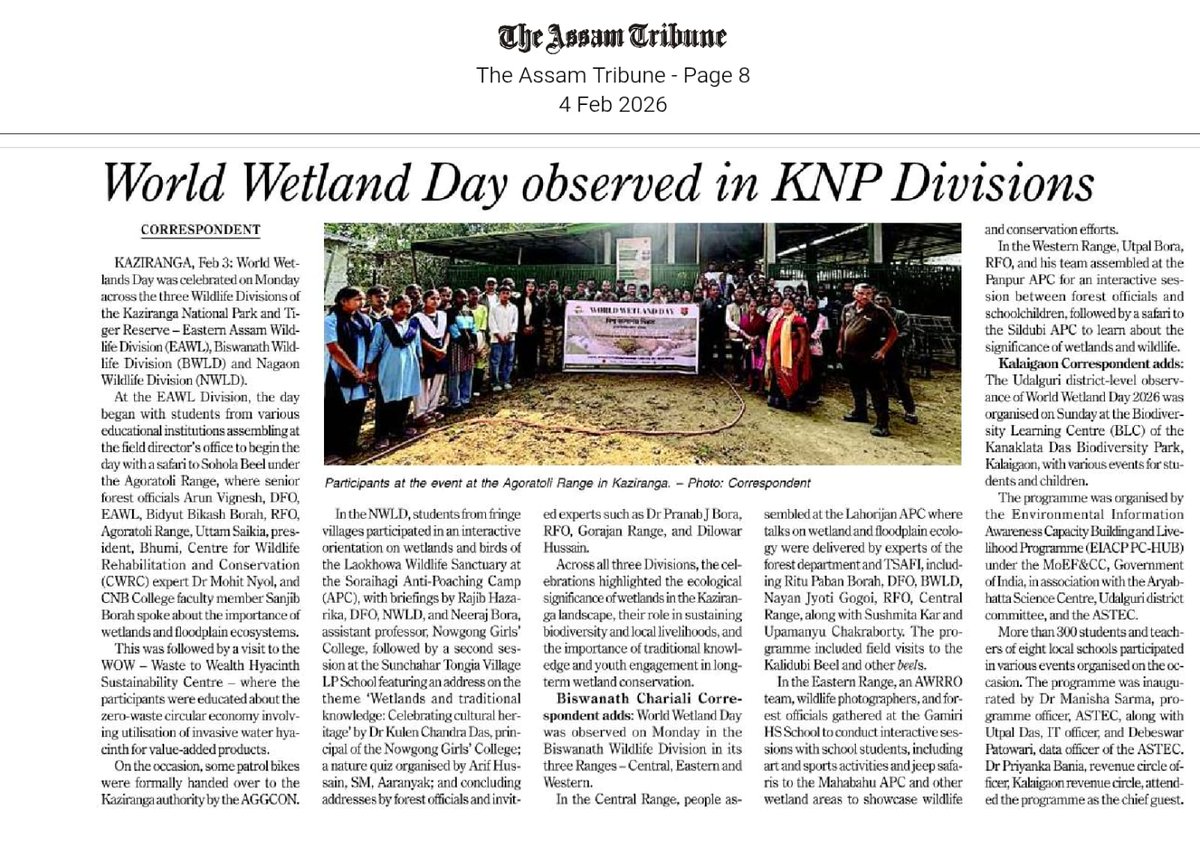 EnvisHubAssam's tweet photo. The EIACP (PC Hub) Assam organised the World Wetlands Day 2026 in association with the Aryabhatta Science Centre, Udalguri at the Kanaklata Das Biodiversity Learning Centre, Kalaigaon, Udalguri, Assam on 2nd February 2026
#WorldWetlandsDay2026 
#missionlife 
#merilife 
#moefcc https://t.co/nvMeuMSwYZ