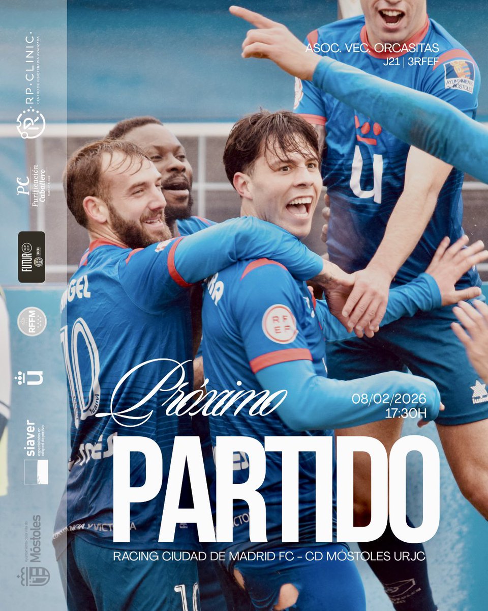CDMostoles's tweet image. 💙⚔️ 𝗣𝗥𝗢́𝗫𝗜𝗠𝗢 𝗣𝗔𝗥𝗧𝗜𝗗𝗢 ⚔️💙

vs. @RacingMadridFC 

domingo 8 de febrero | 17:30h 

🏟️ Asociación de Vecinos Orcasitas

¡𝑉𝑎𝑚𝑜𝑠 𝑚𝑖 𝑀𝑜́𝑠𝑡𝑜𝑙𝑒𝑠.ᐟ💙

#primer #equipo #jornada20 #3rfef