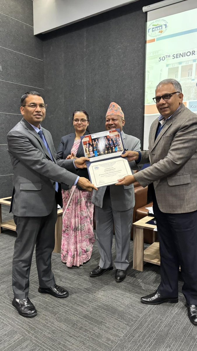 nrdhakal81's tweet photo. 6 months long Senior Executive Development Program ( SEDP) successfully concluded today . Honored to receive graduation certificate from Respected Suman Raj Aryal, the Chief Secretary of Government of Nepal. https://t.co/hIjjzyrfd8