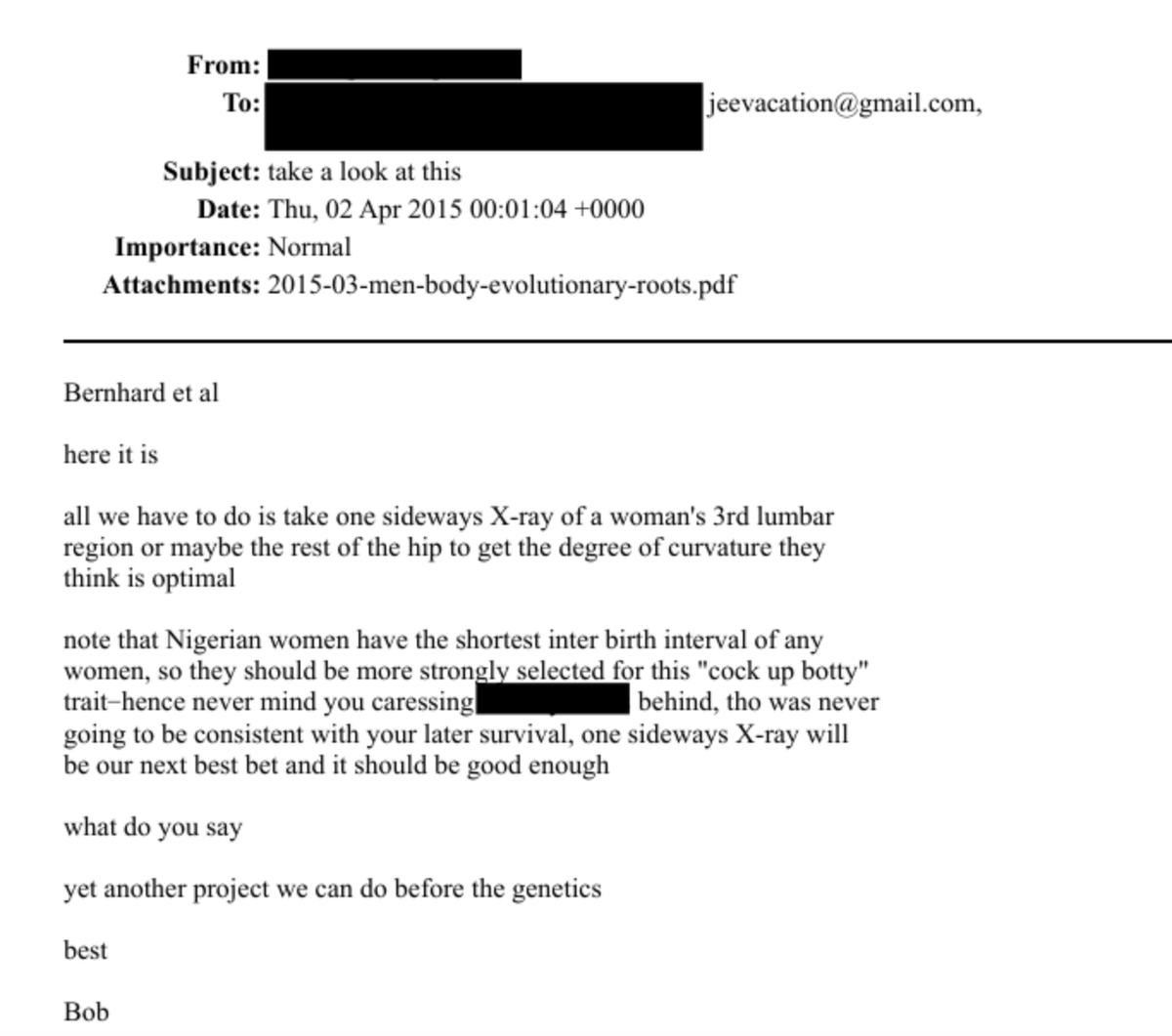 Reading this eugenics-coded reference to Nigerian women in the Epstein files. racialised assumptions, bodily measurement, talk of “optimal” traits, and the collapse of social conditions into biology justice.gov/epstein/files/…