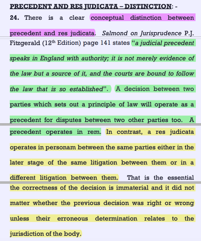 CiteCase's tweet photo. #SupremeCourt explains conceptual distinction between "Precedent" and "Res Judicata": https://t.co/sTNL1WOhng