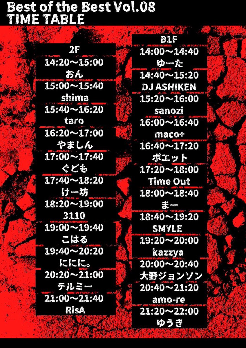 ppphonda's tweet image. 【今週末】
Best Of The Best vol.8
2026/2/7(土)〜下北沢CREAM〜
14:00〜22:00

いよいよ近づいてきました！"あの頃のACB"みたいな感じの勢いのある時間帯を設けたいなという気持ち

最高のDJさんばかりなので楽しいと思います！
ぶちかましましょう！
#BestOfTheBest
#BOTB
【飲酒しようね】