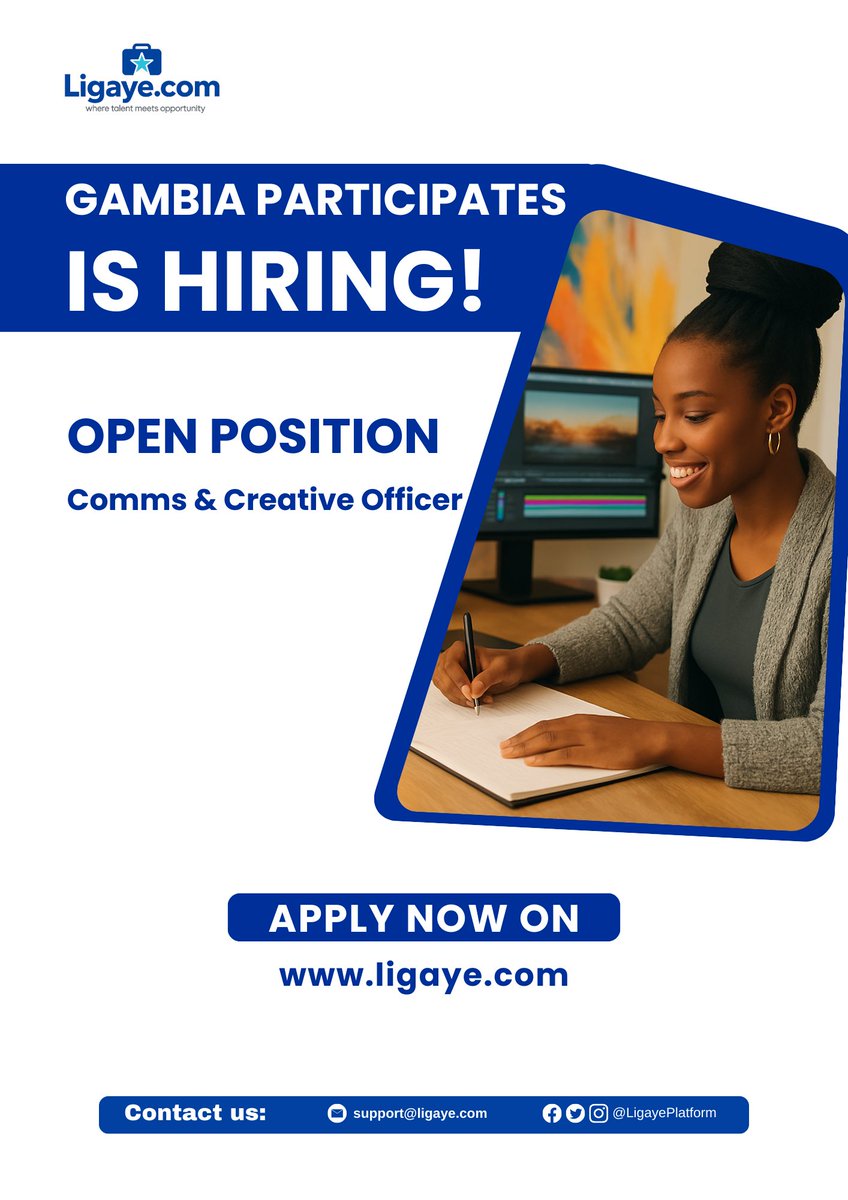 LigayePlatform's tweet photo. Are you interested in a Comms and creative Officer role? @gmbparticipates is hiring! 

Apply: https://t.co/teV29qnTJm https://t.co/IVBFCj2kre