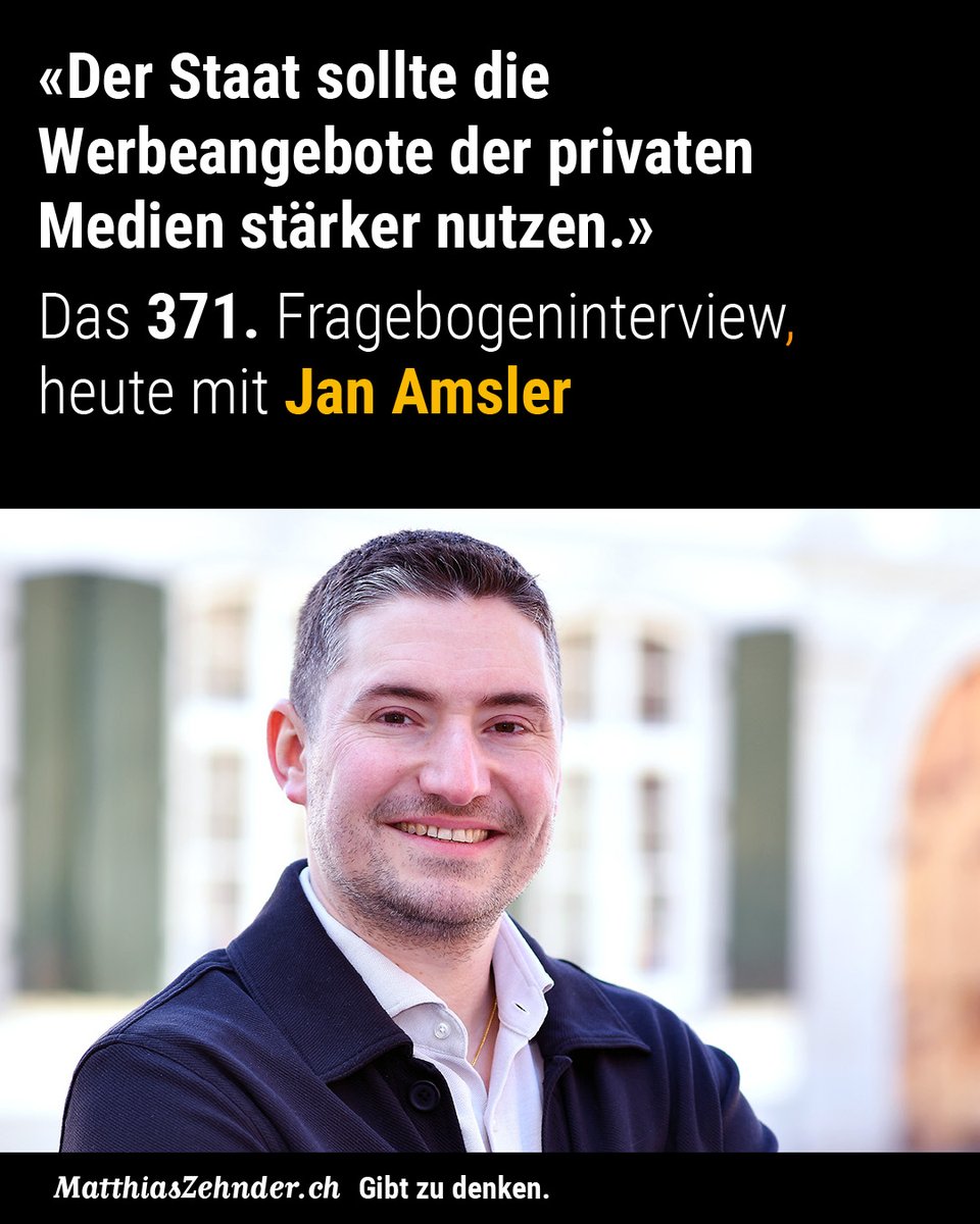 mattzehn's tweet image. Jan Amsler: «Der Staat sollte die Werbeangebote der privaten Medien stärker nutzen.»

Das 371. Fragebogeninterview, heute mit @JanAmsler , Co-Chefredaktor und Mitinhaber @OnlineReports.

matthiaszehnder.ch/menschenmedien…
#Medien #Journalismus #Digitalisierung