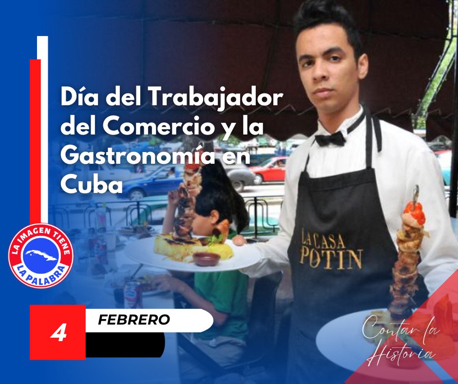 4 de febrero: Día del Trabajador del Comercio, la Gastronomía y los Servicios en #Cuba. ¡Felicidades! desde #CiegodeAvila. #CubaVencerá
<a href="/DeZurdaTeam_/">DeZurdaTeam 📳</a>
<a href="/CubaMined/">MINED</a> <a href="/EduardoLopezL65/">Eduardo López Leyva</a> <a href="/MincinCuba/">Comercio Cuba</a>