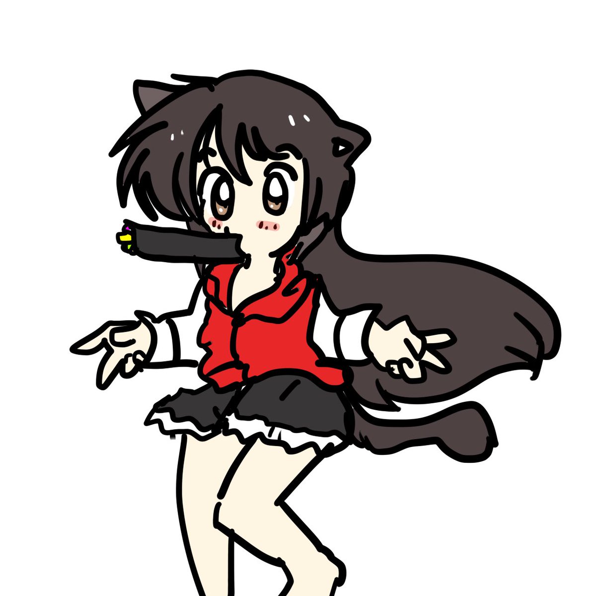 橙(東方プロジェクト) 「こんばんは」|塩粥のイラスト