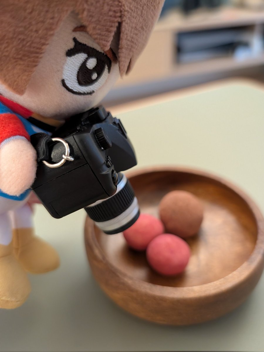 自作ぬいぐるみ・イチゴチョコくん アムぬい写真部 ​アムぬいの撮影練習のために、いちごチョコを用意しま