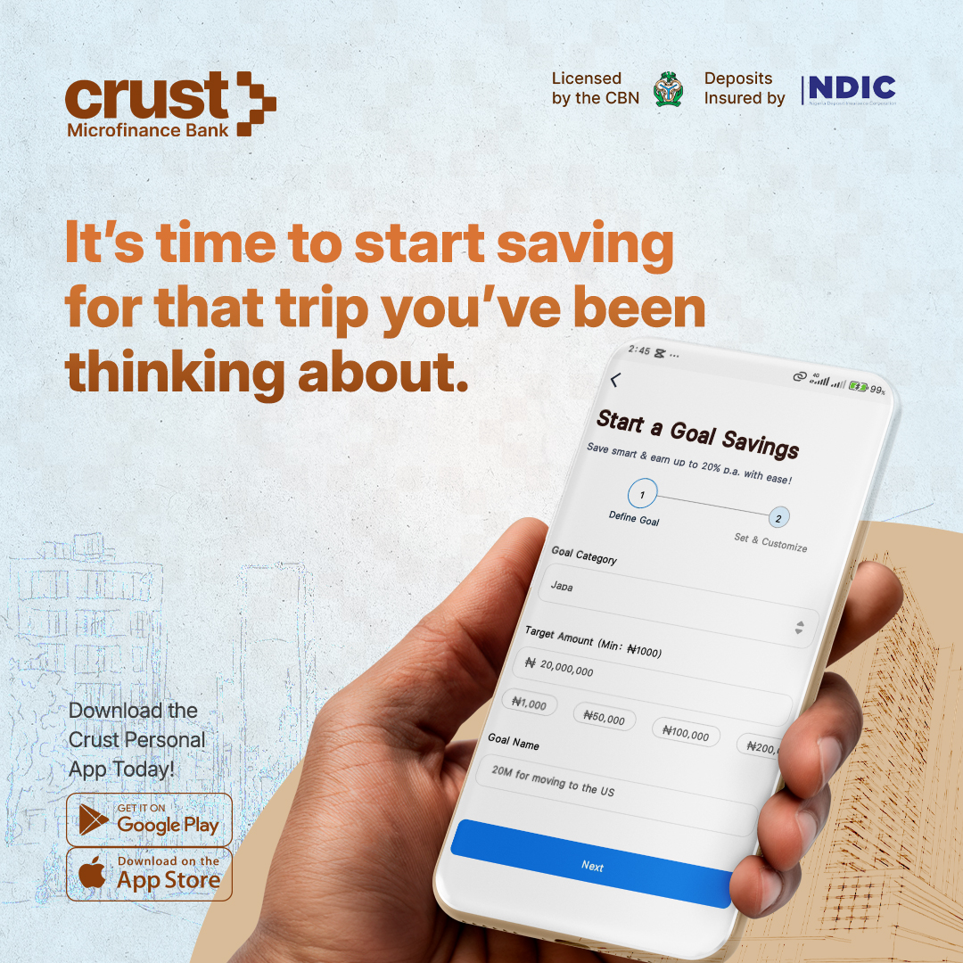 crustmfb's tweet image. You’ve imagined the views, the pictures, the soft life.
Now it’s time to start saving for the trip you’ve been thinking about. Crust Personal is here for you.

#CrustPersonal #SaveForYourTrip #TravelGoals