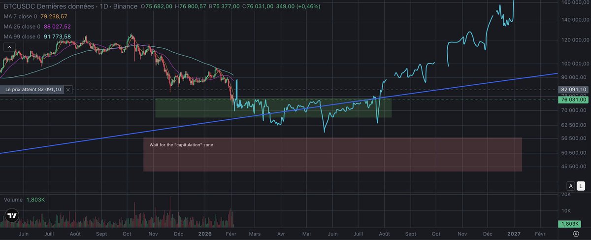 UFaceJarraxus's tweet photo. "BTC is dead" as always. It has never been as wrong as it is today. 

But meh. 

60-80k buying zone, painful range loading. Few months to go. See you in 2027/2028. 800k target. https://t.co/vk6UmvXLdf