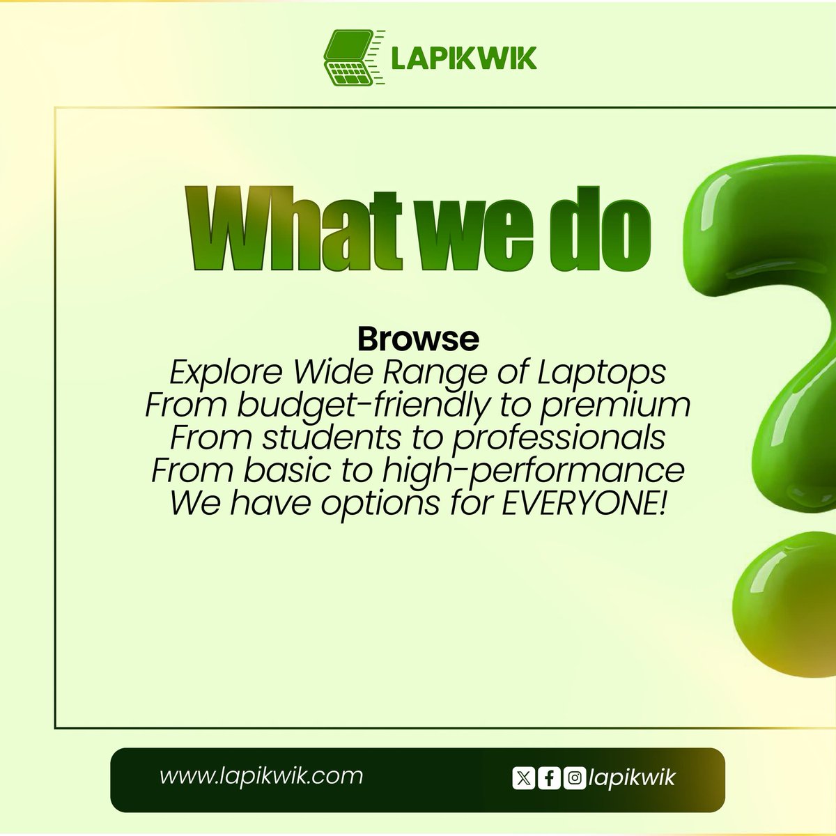 lapikwik's tweet photo. What makes Lapikwik different?
We don't just sell
laptops we help you make the RIGHT choice
Expert comparisons. Honest reviews. Bestprices.
Quality guarantee.

#Lapikwik #SmartShopping
#QualityLaptops #TechSolutions
#LaptopNigeria https://t.co/wmRKzwcvuL