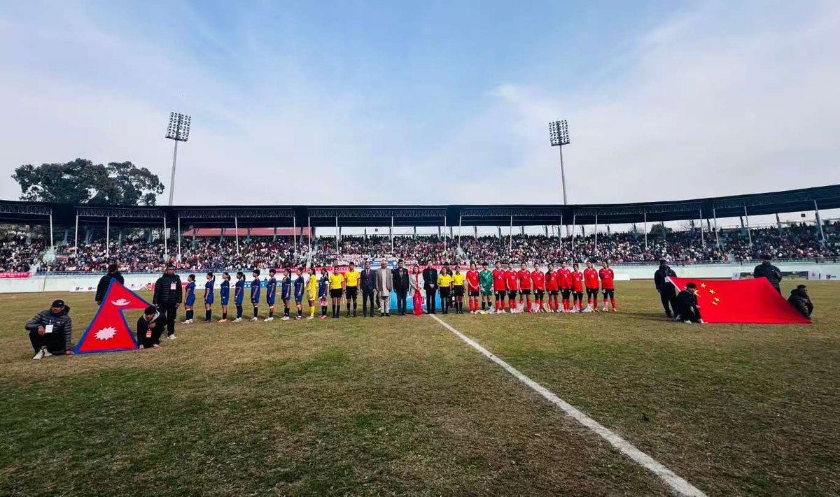 Friendship and football young ladies from Yunnan Province in China and Nepal enjoy a game of soccer organized by the Embassy of China in Kathmandu Hon'ble Minister, Ministry of Women, Children &amp; Senior Citizens, Government of Nepal Shradha Shrestha attended match as Chief Guest.