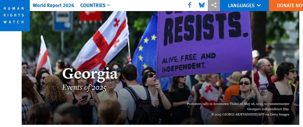 Giorgi_Gogia's tweet photo. #Georgia’s human rights record sharply deteriorated in 2025 as the gov't adopted sweeping laws aimed at crushing civil society & silencing critical media, while also cracking down on peaceful protests. Read full @hrw #WR2026 chapter here https://t.co/dyYWVGW4PJ #Rights2026 https://t.co/J3RazP7mQN