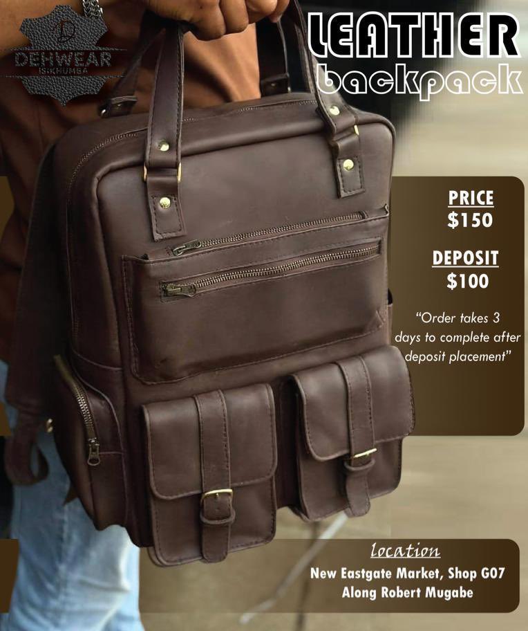 DEHWEAR's tweet photo. Price: $150.
Deposit: $100.
Order takes 3 days to complete after deposit placement.
Location: New Eastgate Market, Shop G07, Along Robert Mugabe.
#Dehwear #Isikhumba #HandmadeInZW. https://t.co/juPcFJj2PM