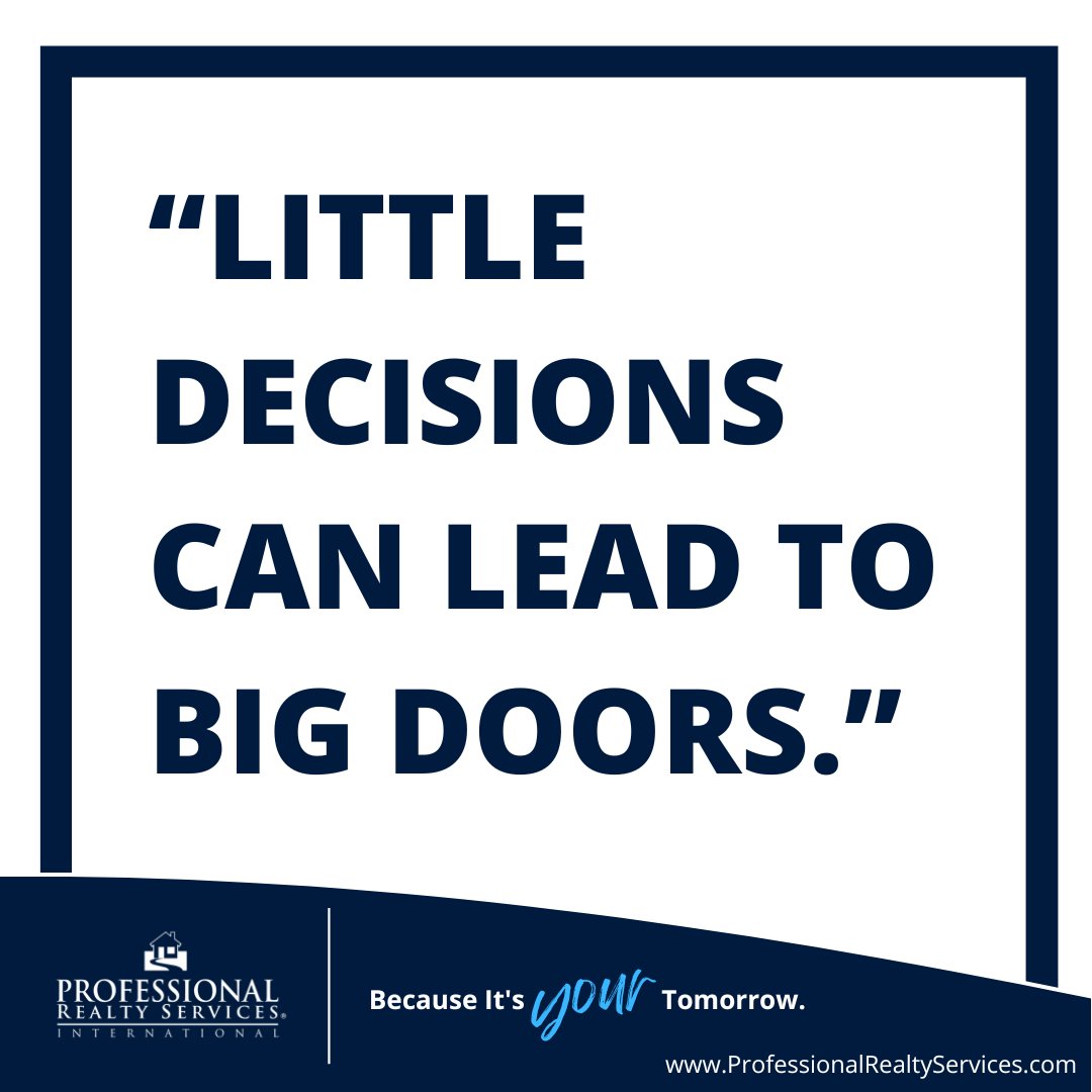 Little decisions can lead to big doors. 🚪
In real estate, the right choice today can open opportunities tomorrow.
ProfessionalRealtyServices.com

#RealEstate #WednesdayWisdom #HomeJourney