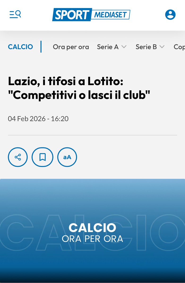 <a href="/Agenzia_Italia/">Agi Agenzia Italia</a> <a href="/direpuntoit/">Dire.it</a> <a href="/askanews_ita/">askanews</a> Il comunicato è stato pubblicato da <a href="/sportmediaset/">SportMediaset</a> 

change.org/p/lettera-al-p…