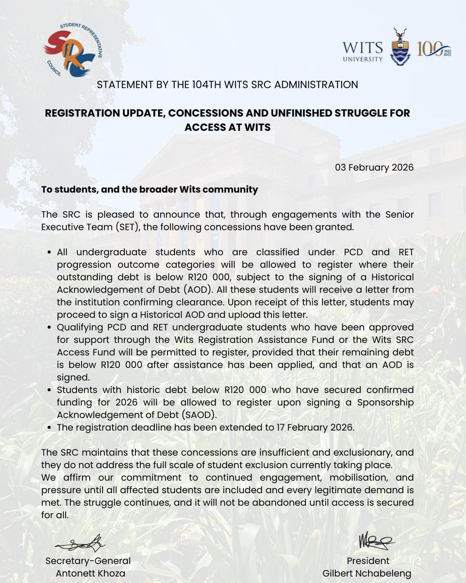 Wits SRC tweet media